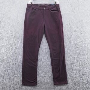 Perry Ellis Mens Slim Fit Anywhere Chino Pants 33x32 Red Burgundy Flat Front NWT